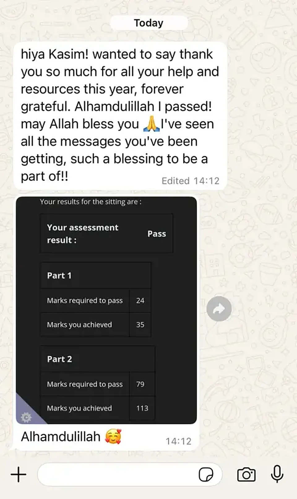 GPhC registration assessment result screenshot showing a pass