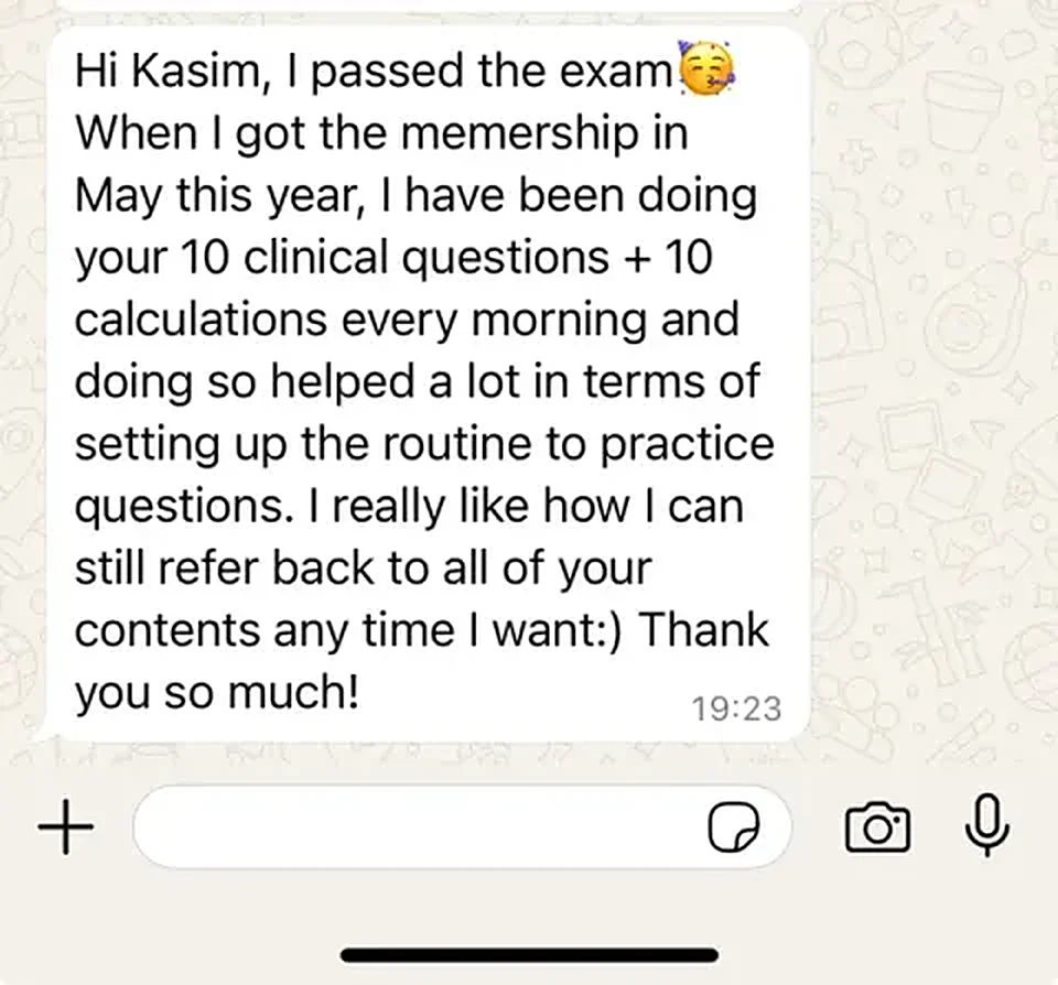 Message from a trainee pharmacist thanking PharmX after passing the registration assessment