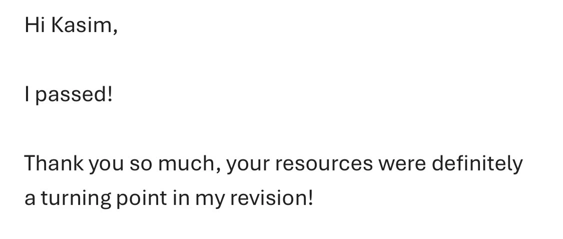 Message from a trainee pharmacist thanking PharmX after passing the registration assessment