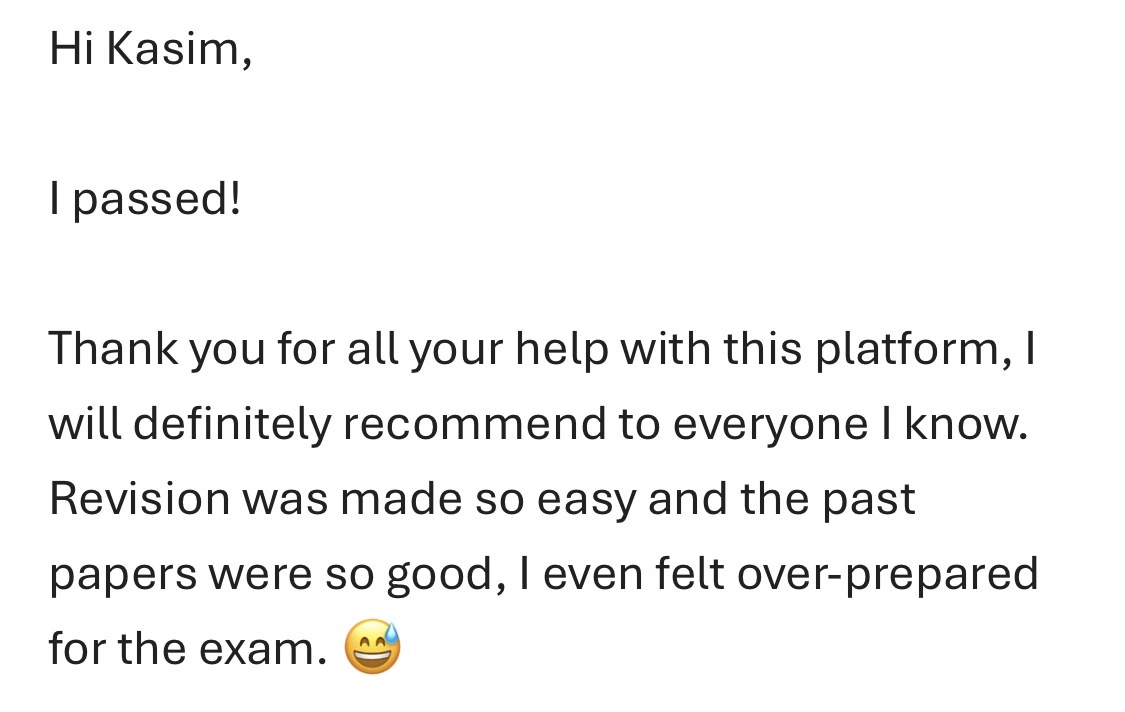 Message from a trainee pharmacist thanking PharmX after passing the registration assessment