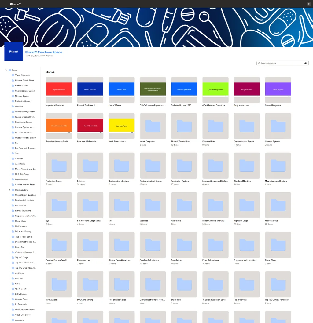 PharmX members space homepage preview