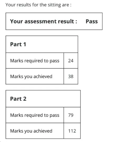 Student exam result