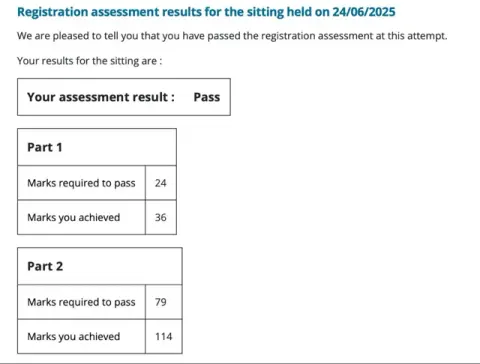 Student exam result
