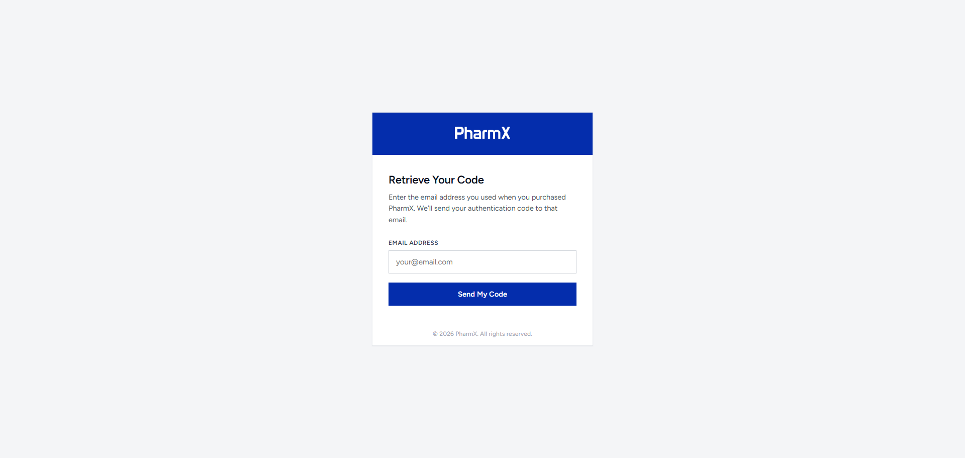 Retrieve Your Code — authentication code recovery by email