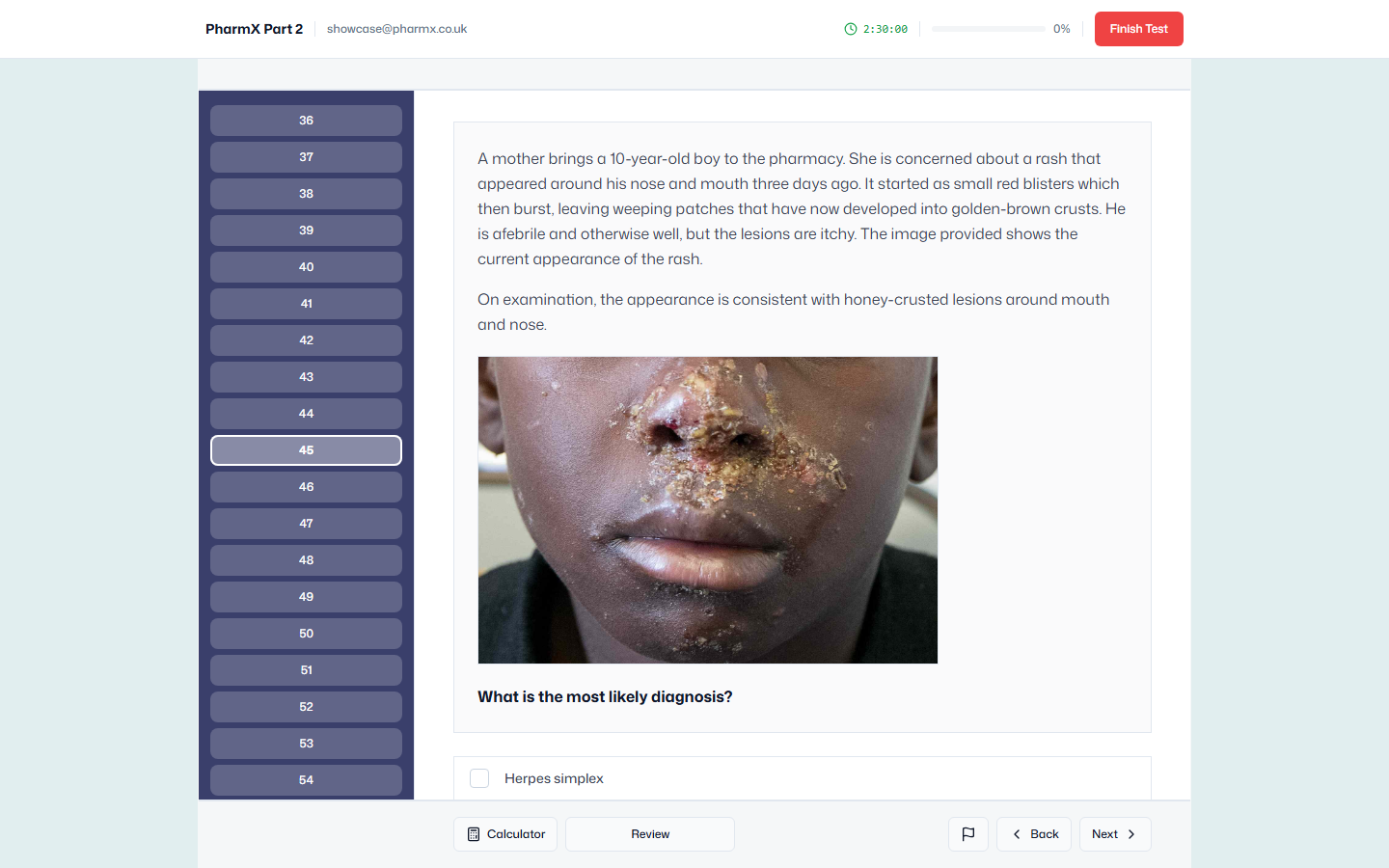 Image-based question — skin lesion identification
