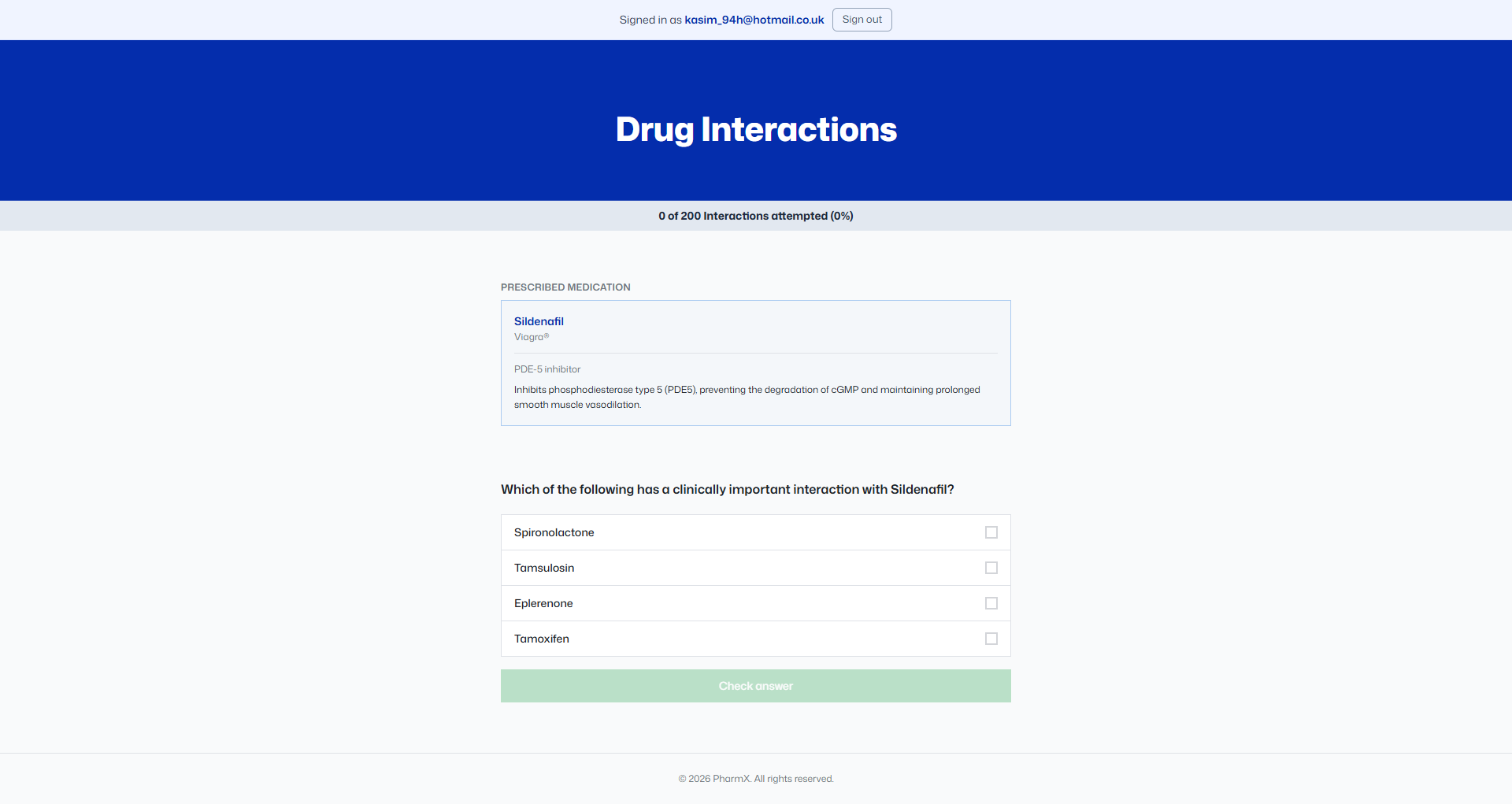 PharmX drug interactions checker