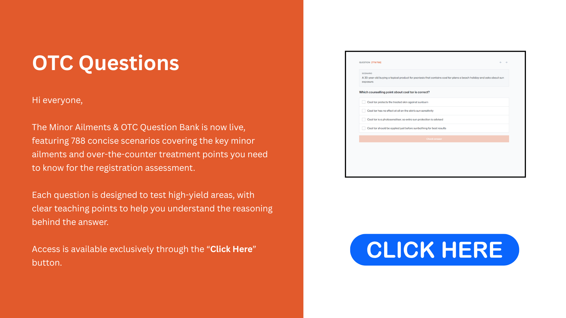 Minor Ailments and OTC QBank sample explanation